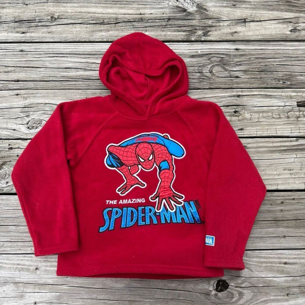 Vintage 2008 Marvel Spider-Man Kids Red Fleece Hoodie